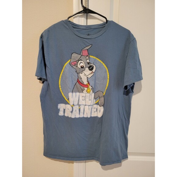 Disney Parks Lady and The Tramp “Well Trained” Blue Adult Shirt Size Large - Picture 1 of 6